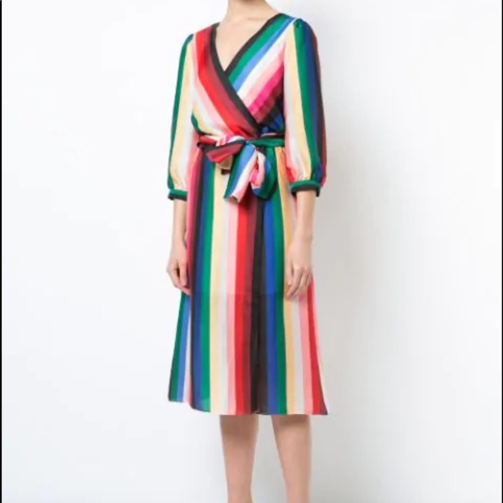 🌈Alice + Olivia Rainbow Stripe Wrap Dress